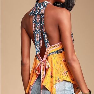NWOT Free People New Wave Floral Halter Top